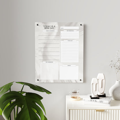 Acrylic Planner, Acrylic Calendar, Wall Calendar, Dry Erase Board, Schedule Tracker, Minimal Day Planner, White Daily Planner, List ToDo