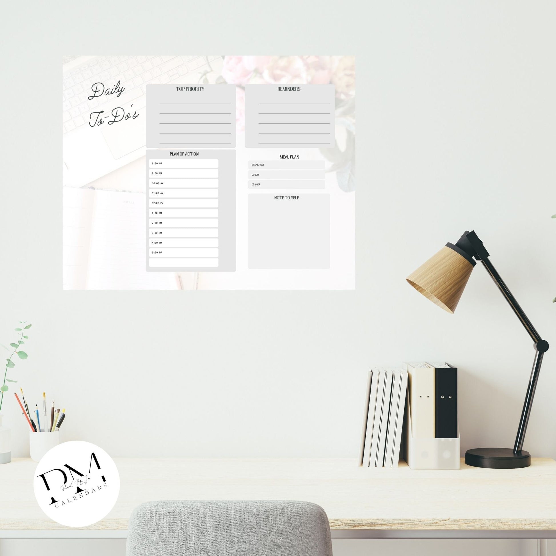 Acrylic Wall Calendar, Acrylic Floral Calendar, Daily Tasks, Acrylic Daily Planner, Task List Planner, Daily Schedule, Day Schedule