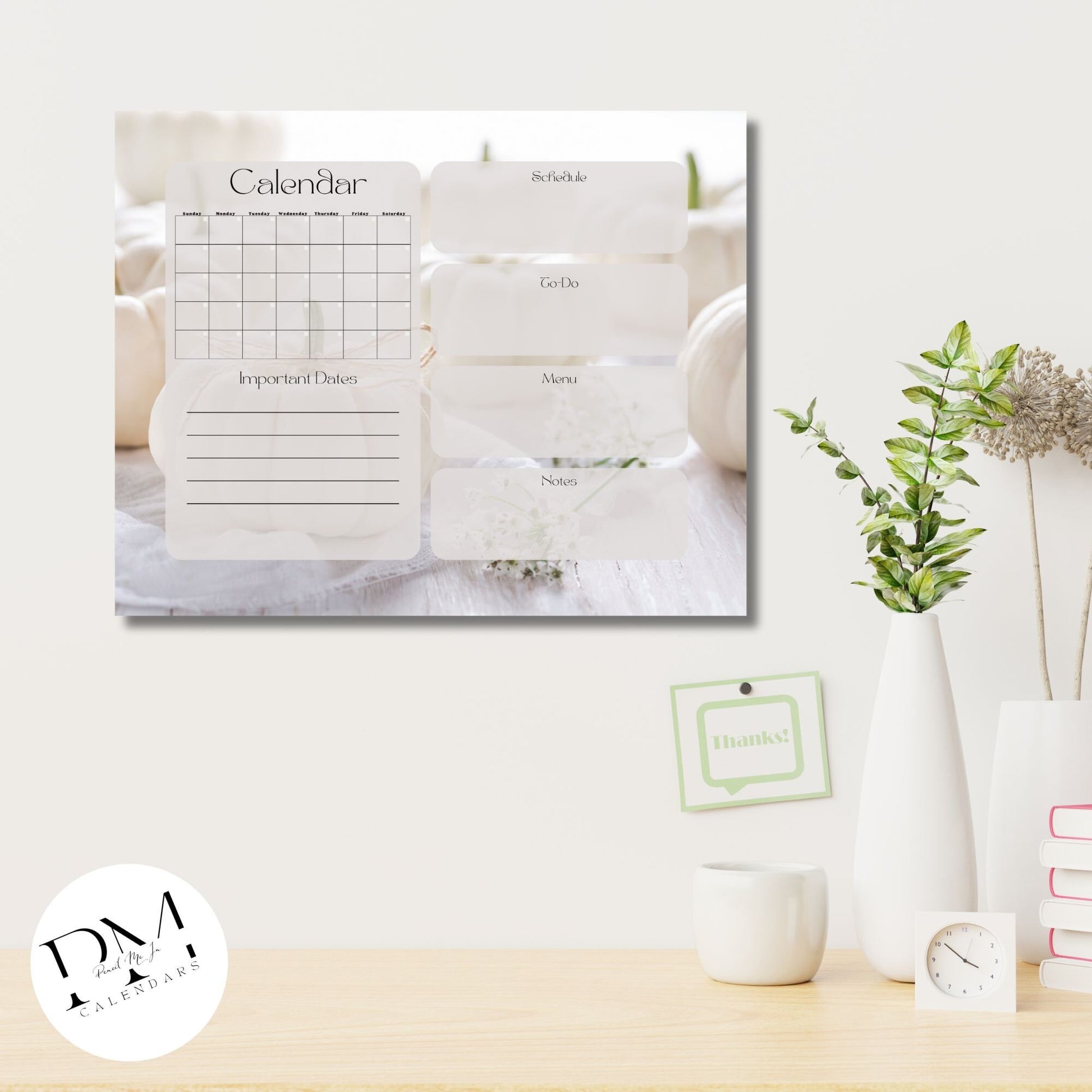 Acrylic Wall Calendar, Acrylic Floral Calendar, Autumn Theme Calendar, Everyday Calendar, Daily To-Do's, Home Life Planner, Dry-Erase Board