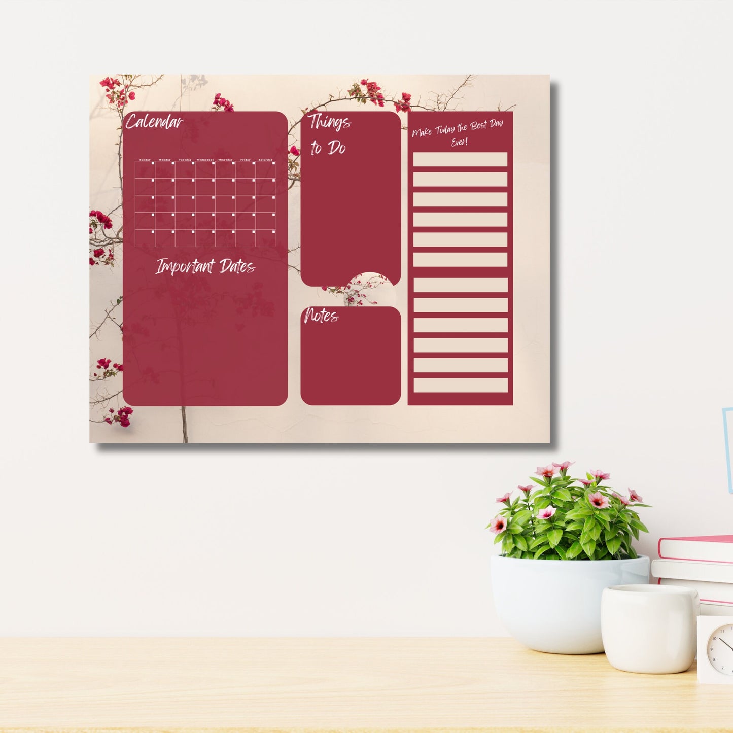 Acrylic Wall Calendar, Acrylic Floral Calendar, Autumn Theme Calendar, Everyday Calendar, Daily To-Do's,