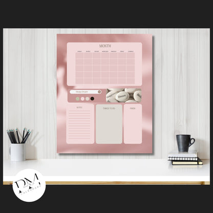 Acrylic Wall Calendar, Acrylic Calendar, Everyday Calendar, Pink Daily Planner, Quote Calendar, Monthly Blank Calendar, Girl Boss Office