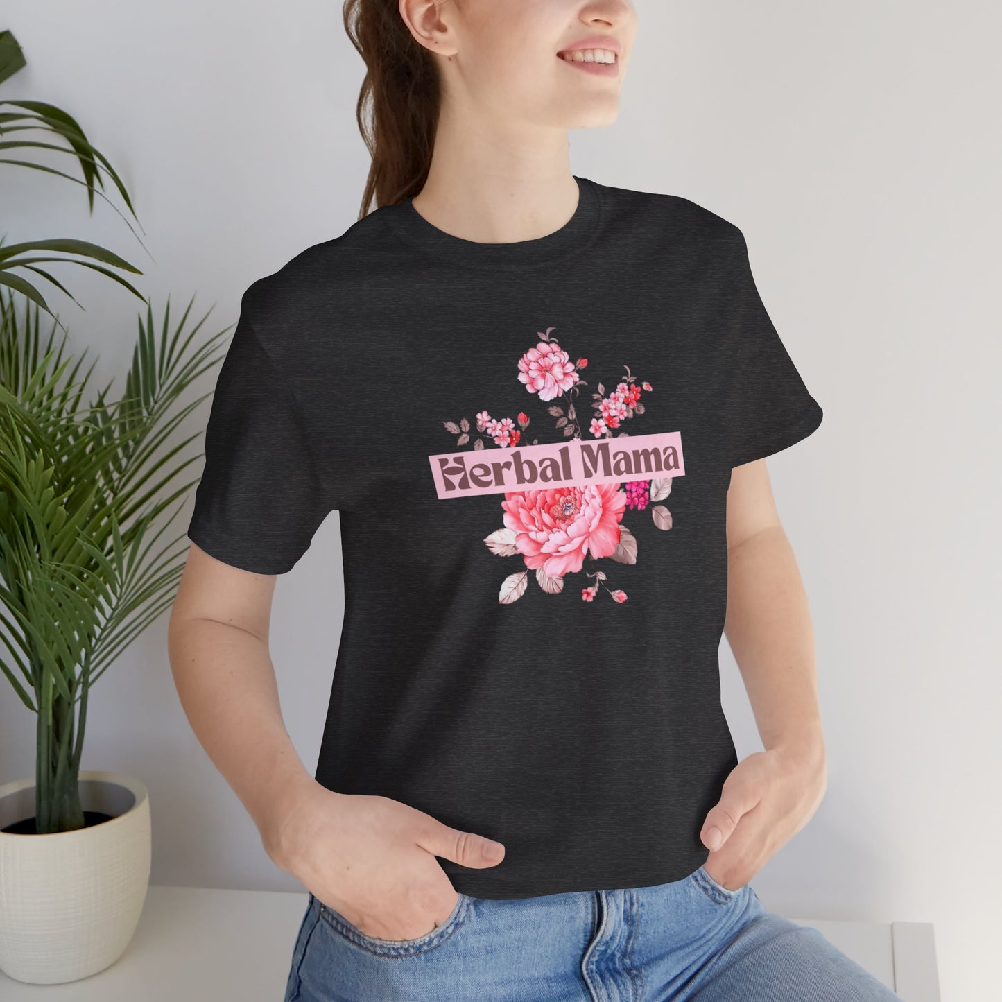 Herbal Mama Floral T-shirt for Garden Lovers, Unisex Jersey Short Sleeve Tee, Flower Shirt for Her