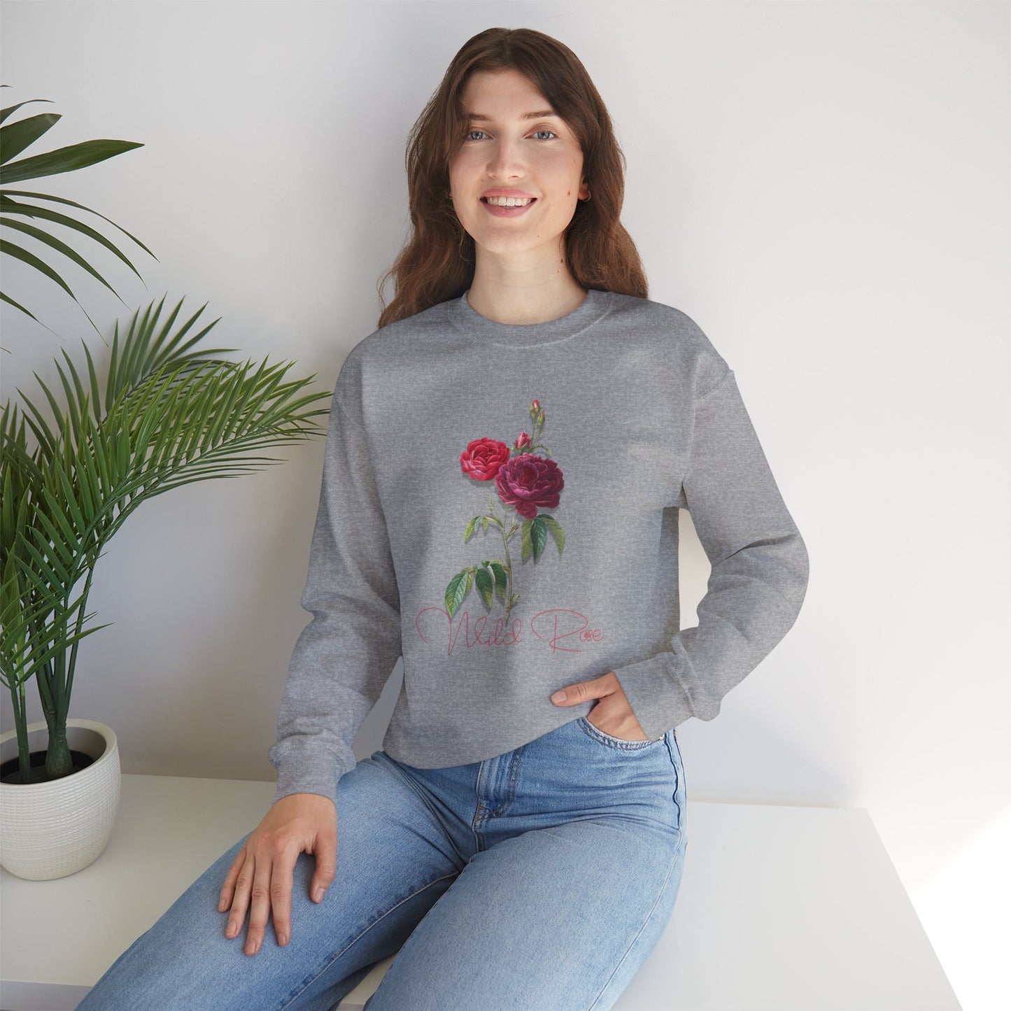 Wild Rose, Roses, Floral Vibes, Unisex Heavy Blend Crewneck Sweatshirt