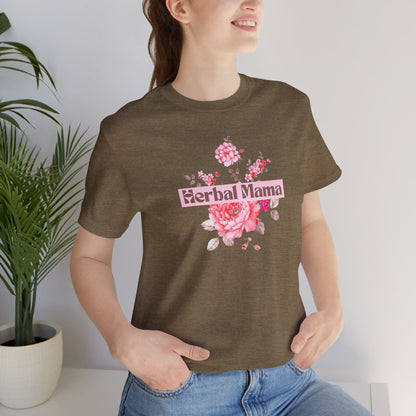 Herbal Mama Floral T-shirt for Garden Lovers, Unisex Jersey Short Sleeve Tee, Flower Shirt for Her