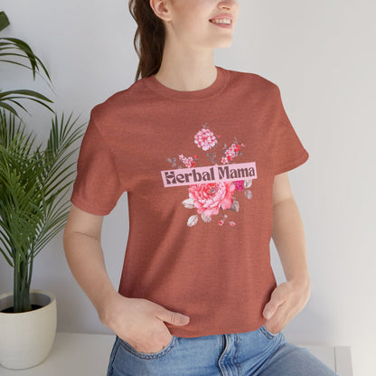 Herbal Mama Floral T-shirt for Garden Lovers, Unisex Jersey Short Sleeve Tee, Flower Shirt for Her