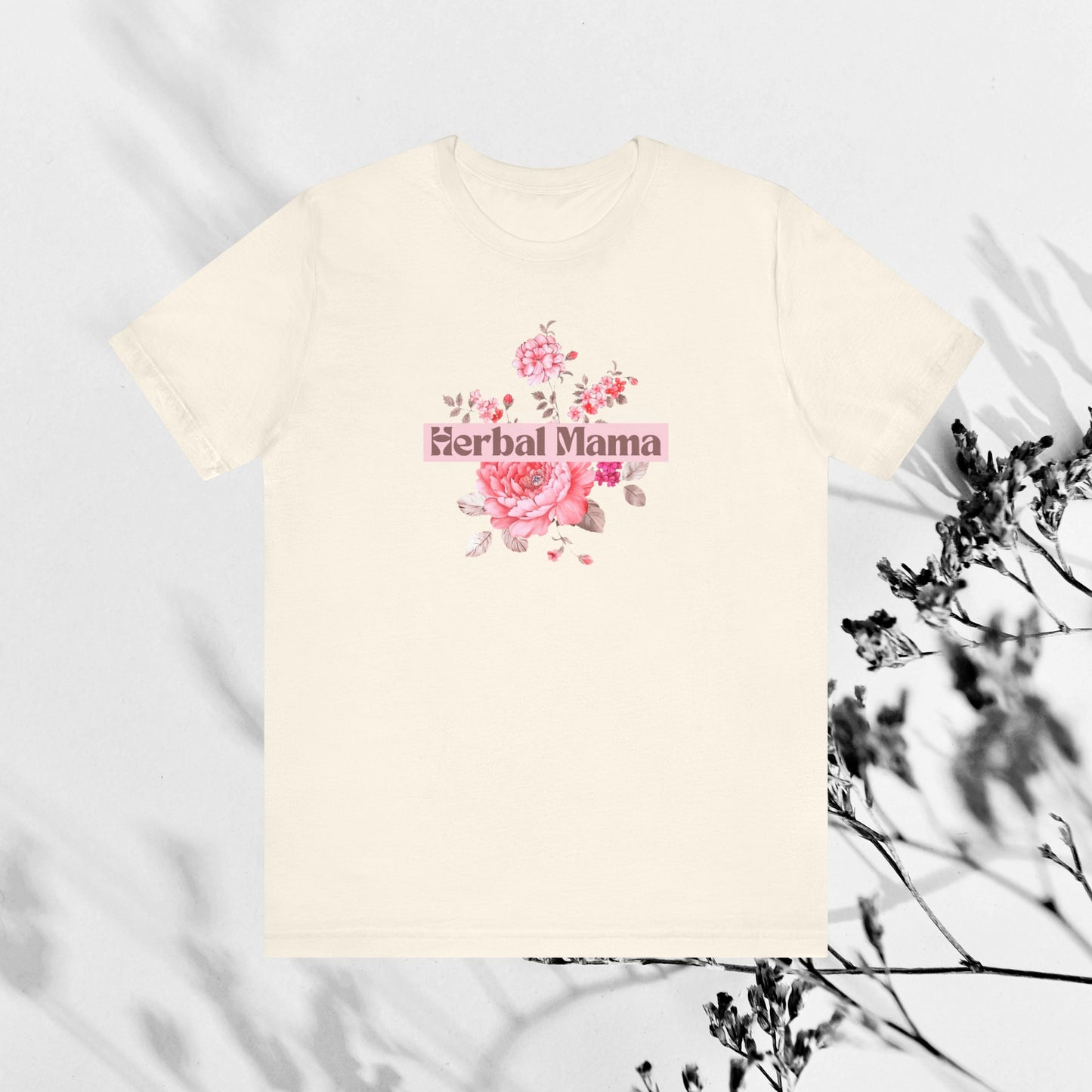 Herbal Mama Floral T-shirt for Garden Lovers, Unisex Jersey Short Sleeve Tee, Flower Shirt for Her