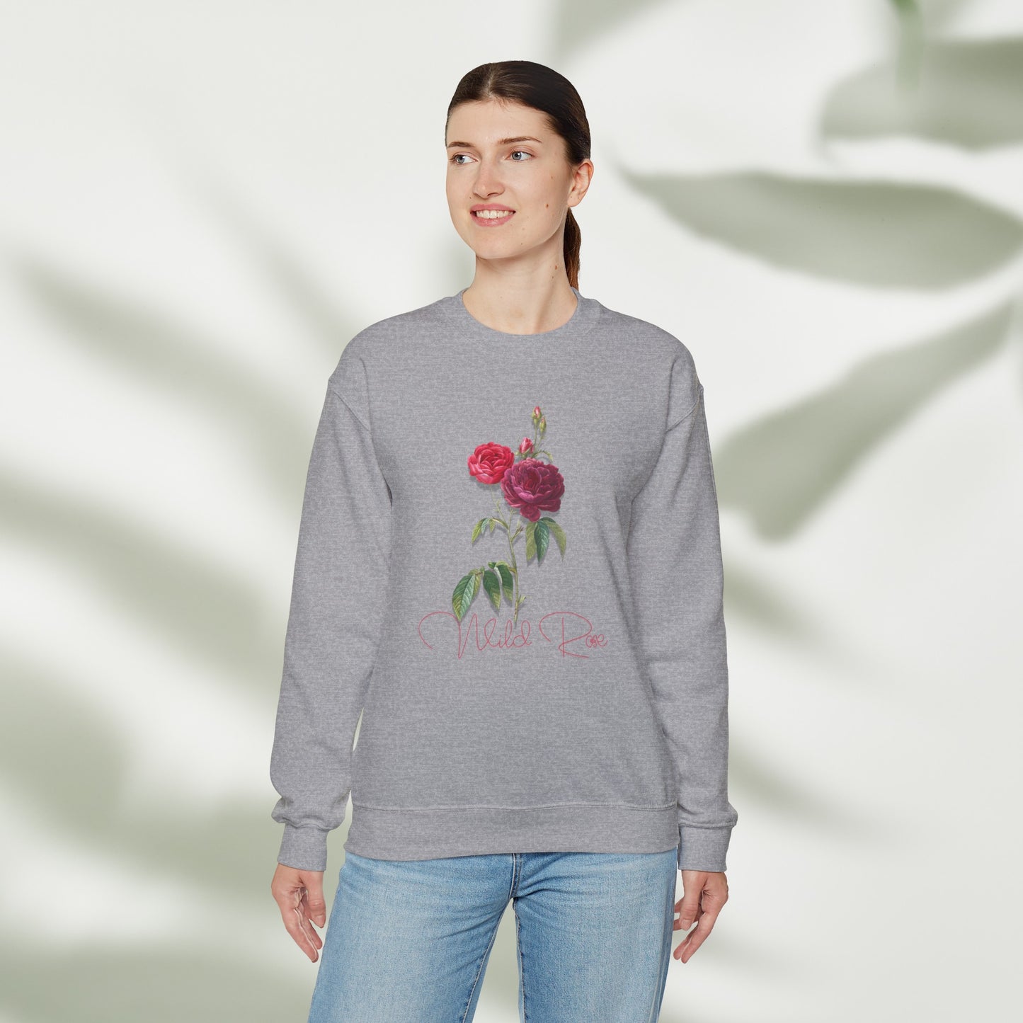 Wild Rose, Roses, Floral Vibes, Unisex Heavy Blend Crewneck Sweatshirt