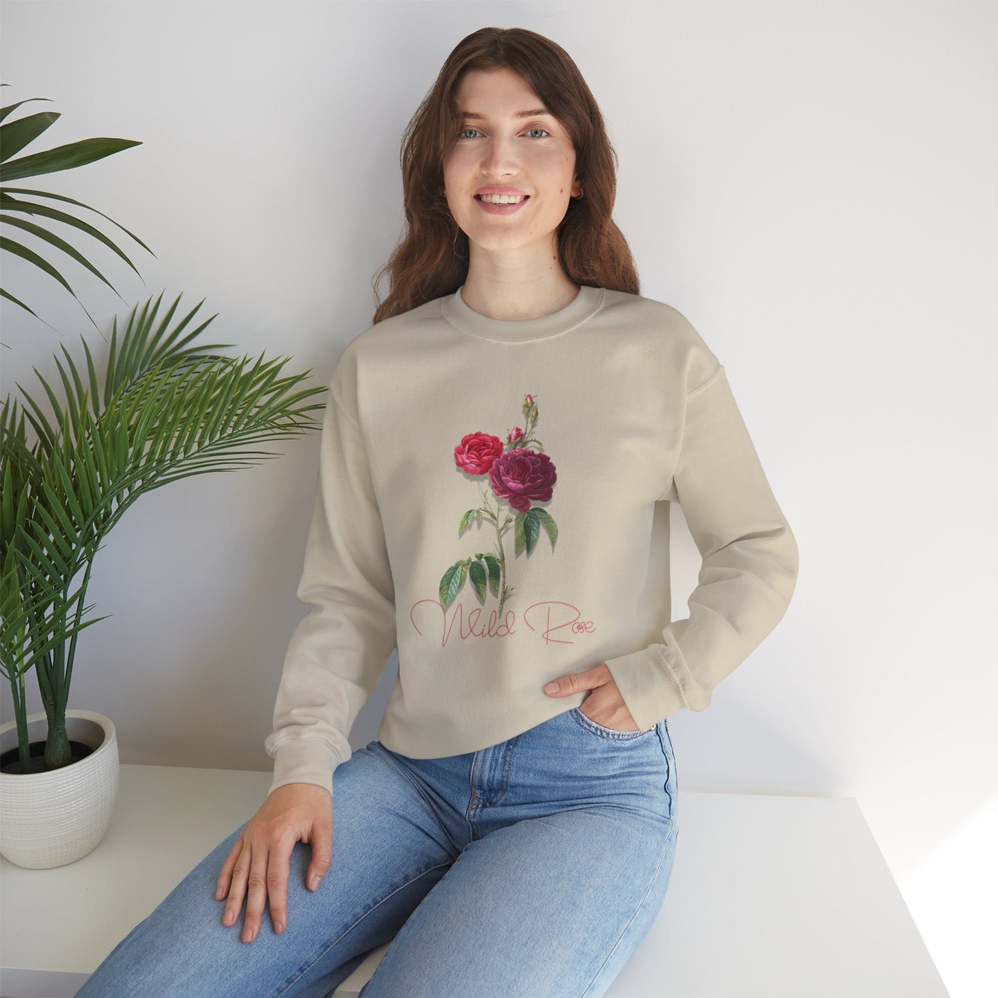 Wild Rose, Roses, Floral Vibes, Unisex Heavy Blend Crewneck Sweatshirt