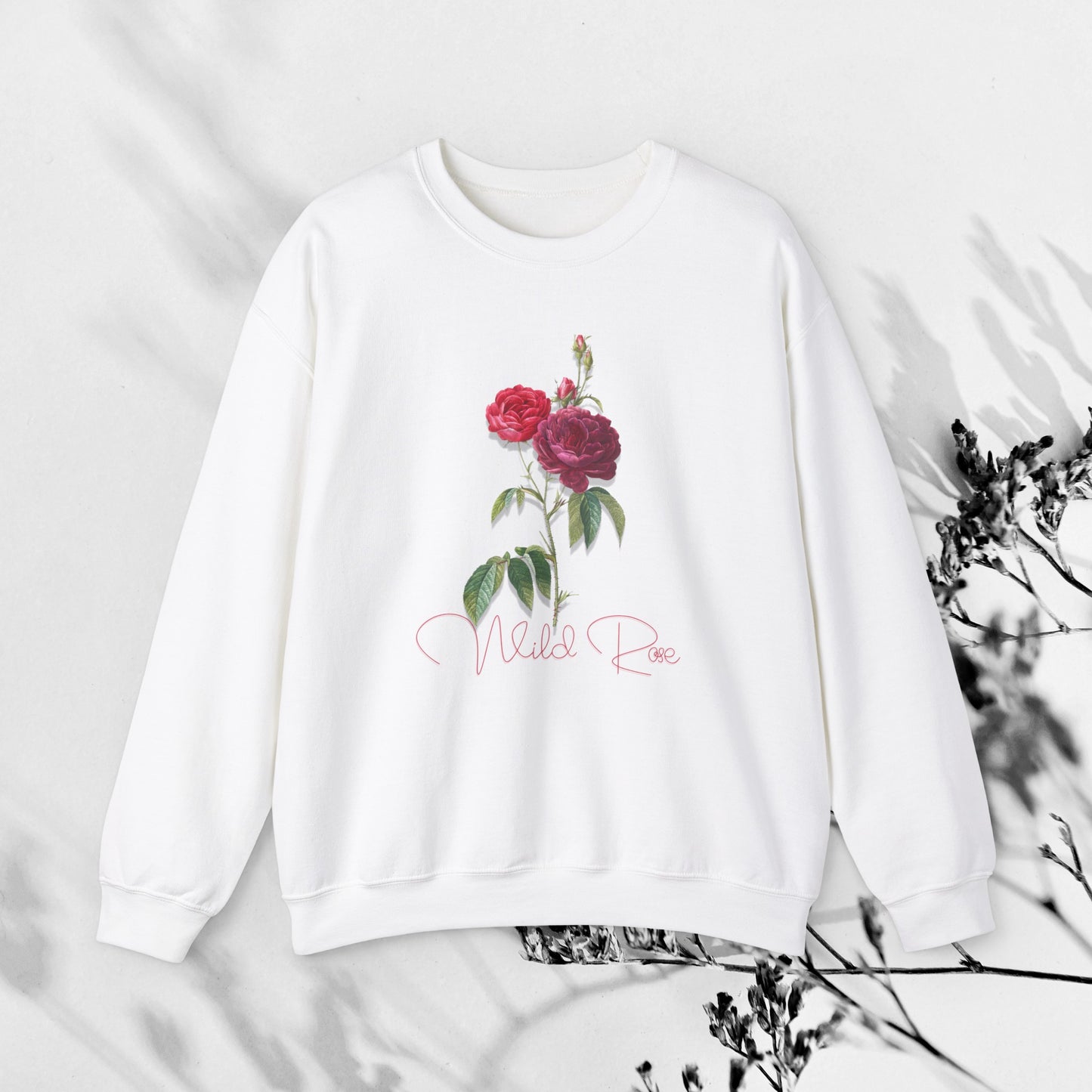 Wild Rose, Roses, Floral Vibes, Unisex Heavy Blend Crewneck Sweatshirt