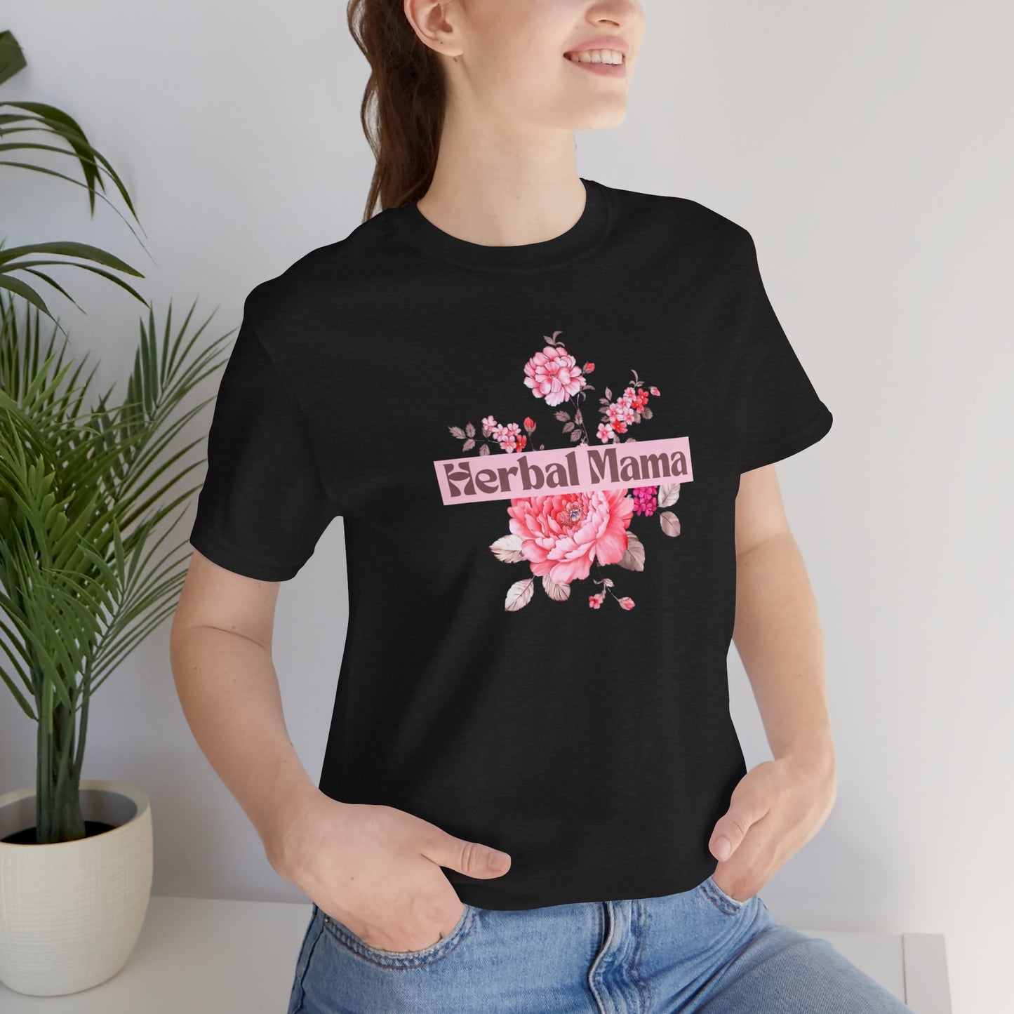 Herbal Mama Floral T-shirt for Garden Lovers, Unisex Jersey Short Sleeve Tee, Flower Shirt for Her