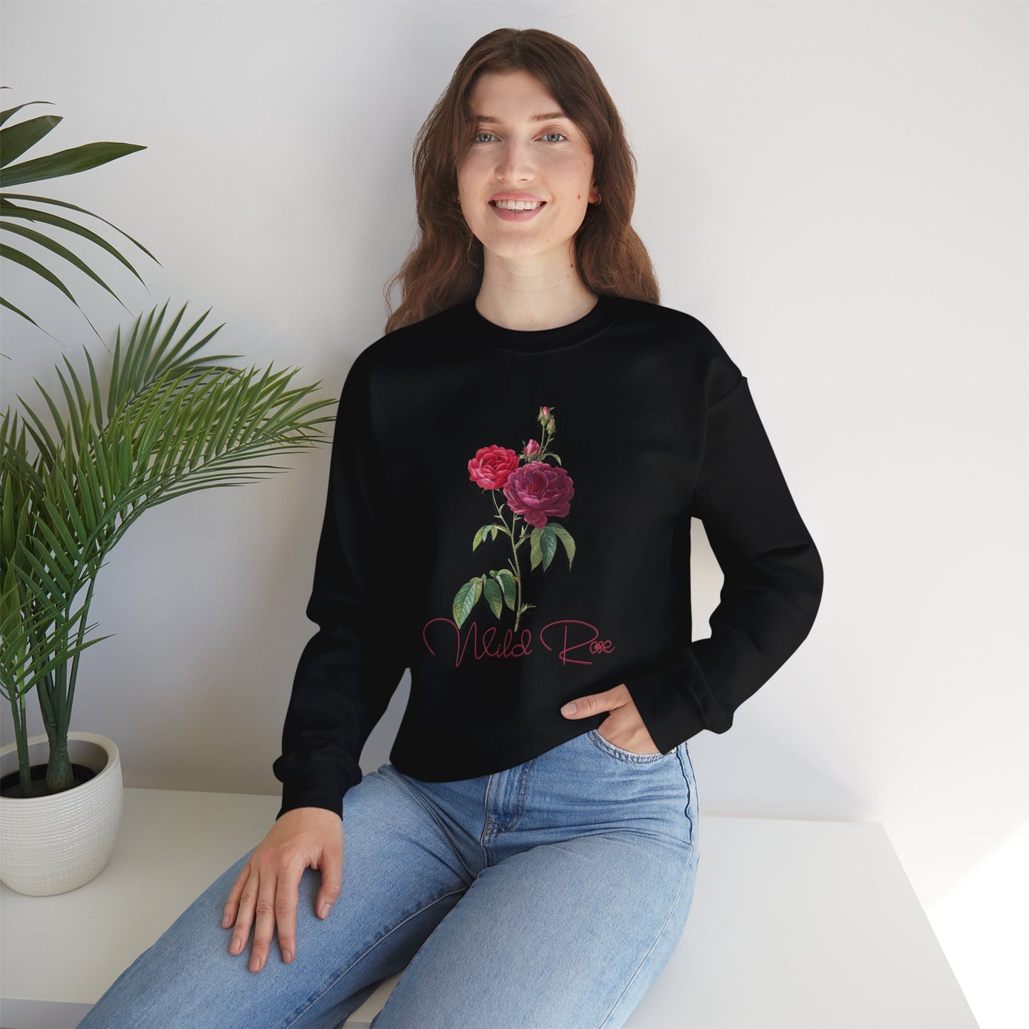 Wild Rose, Roses, Floral Vibes, Unisex Heavy Blend Crewneck Sweatshirt