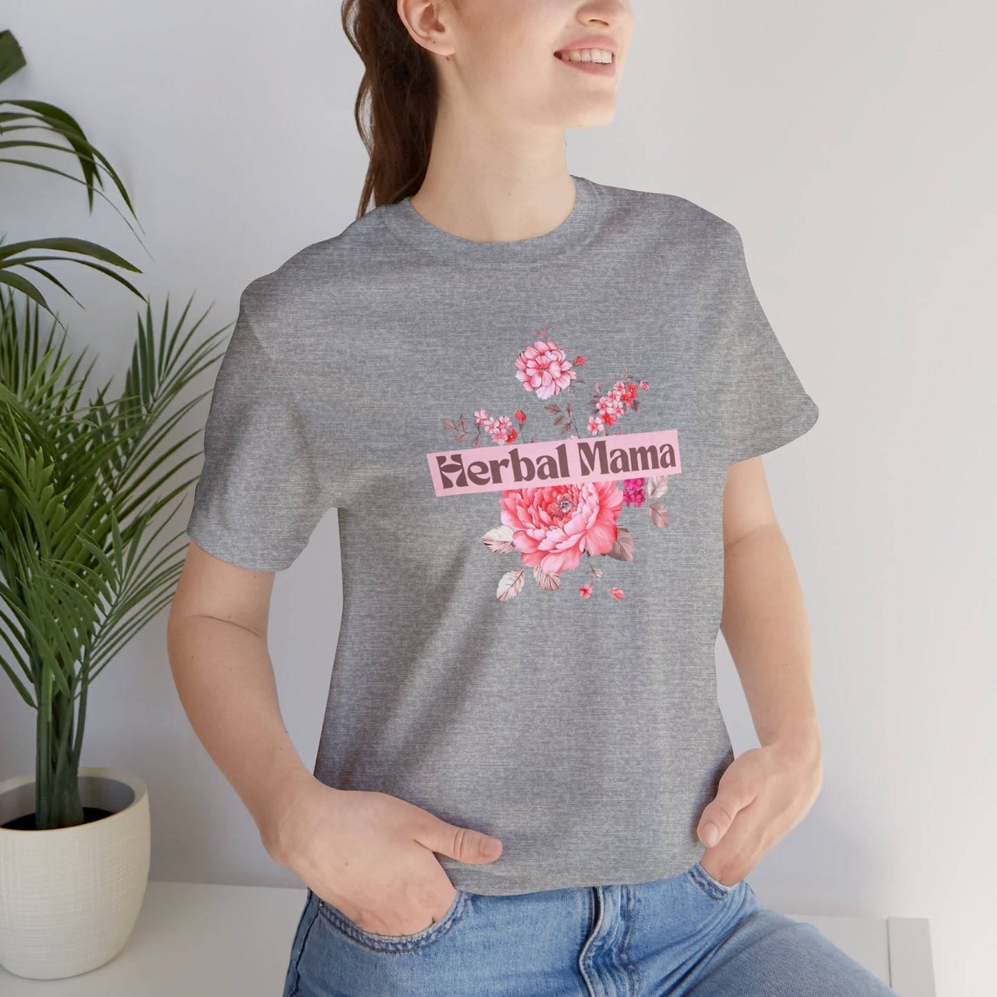 Herbal Mama Floral T-shirt for Garden Lovers, Unisex Jersey Short Sleeve Tee, Flower Shirt for Her