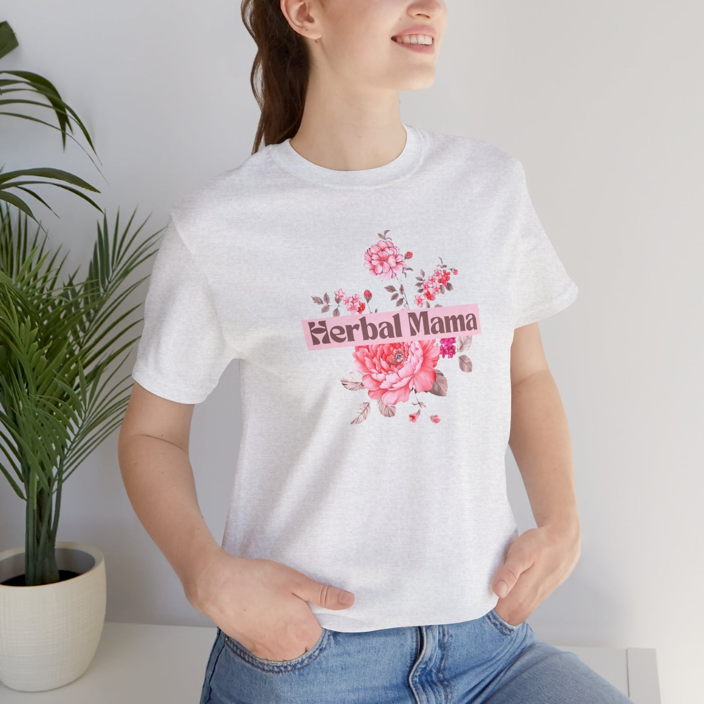 Herbal Mama Floral T-shirt for Garden Lovers, Unisex Jersey Short Sleeve Tee, Flower Shirt for Her