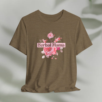 Herbal Mama Floral T-shirt for Garden Lovers, Unisex Jersey Short Sleeve Tee, Flower Shirt for Her