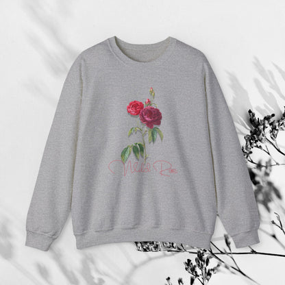 Wild Rose, Roses, Floral Vibes, Unisex Heavy Blend Crewneck Sweatshirt