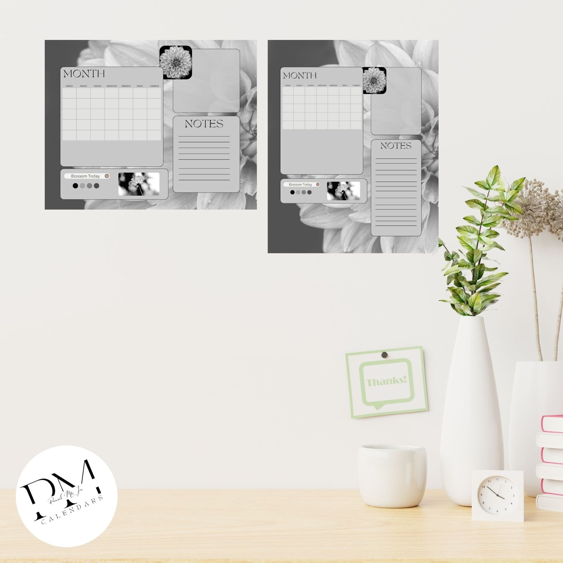 Acrylic Wall Calendar, Acrylic Floral Calendar, Flower Calendar, Acrylic Daily Planner, Girl Boss Calendar, Modern Calendar, Notes Board