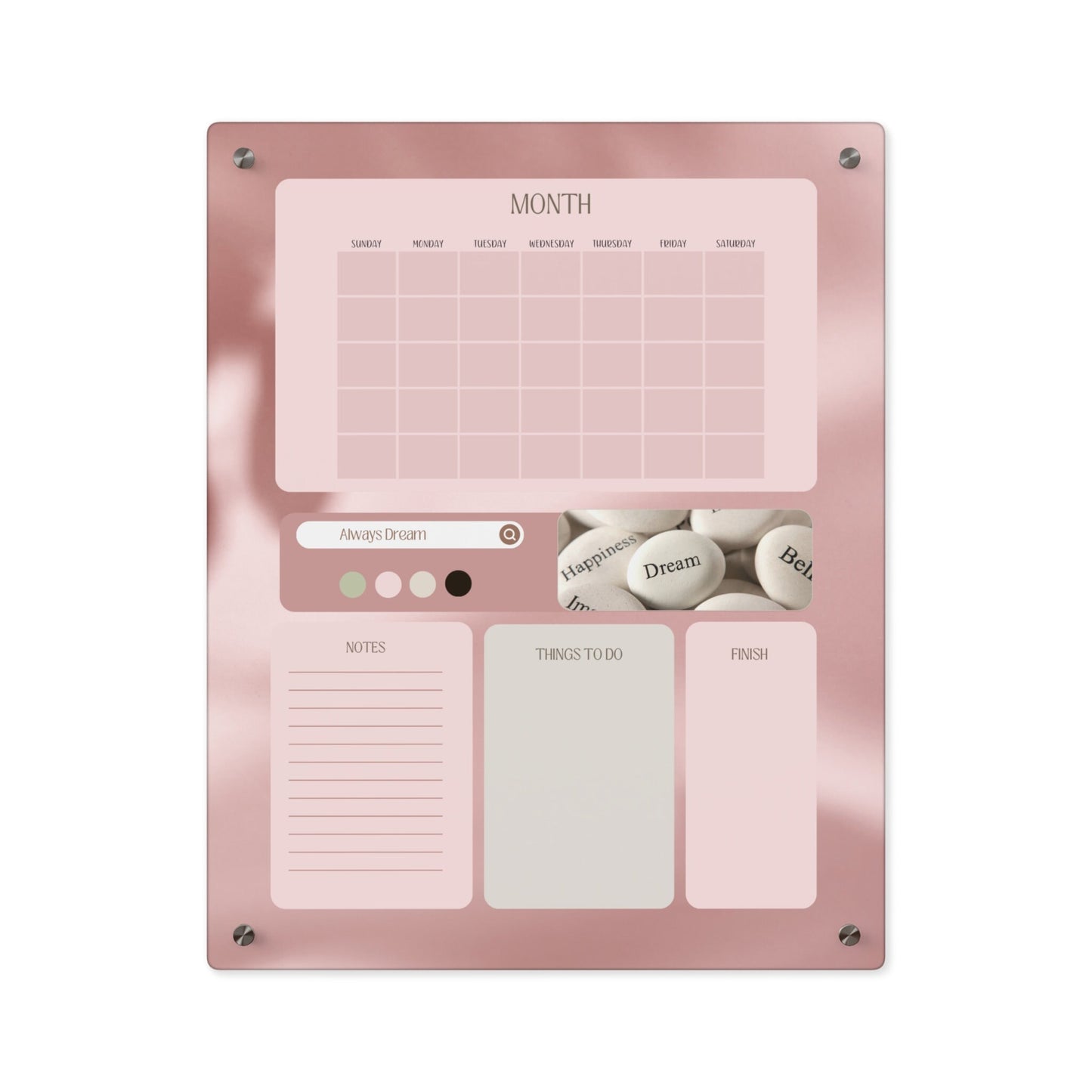 Acrylic Wall Calendar, Acrylic Calendar, Everyday Calendar, Pink Daily Planner, Quote Calendar, Monthly Blank Calendar, Girl Boss Office