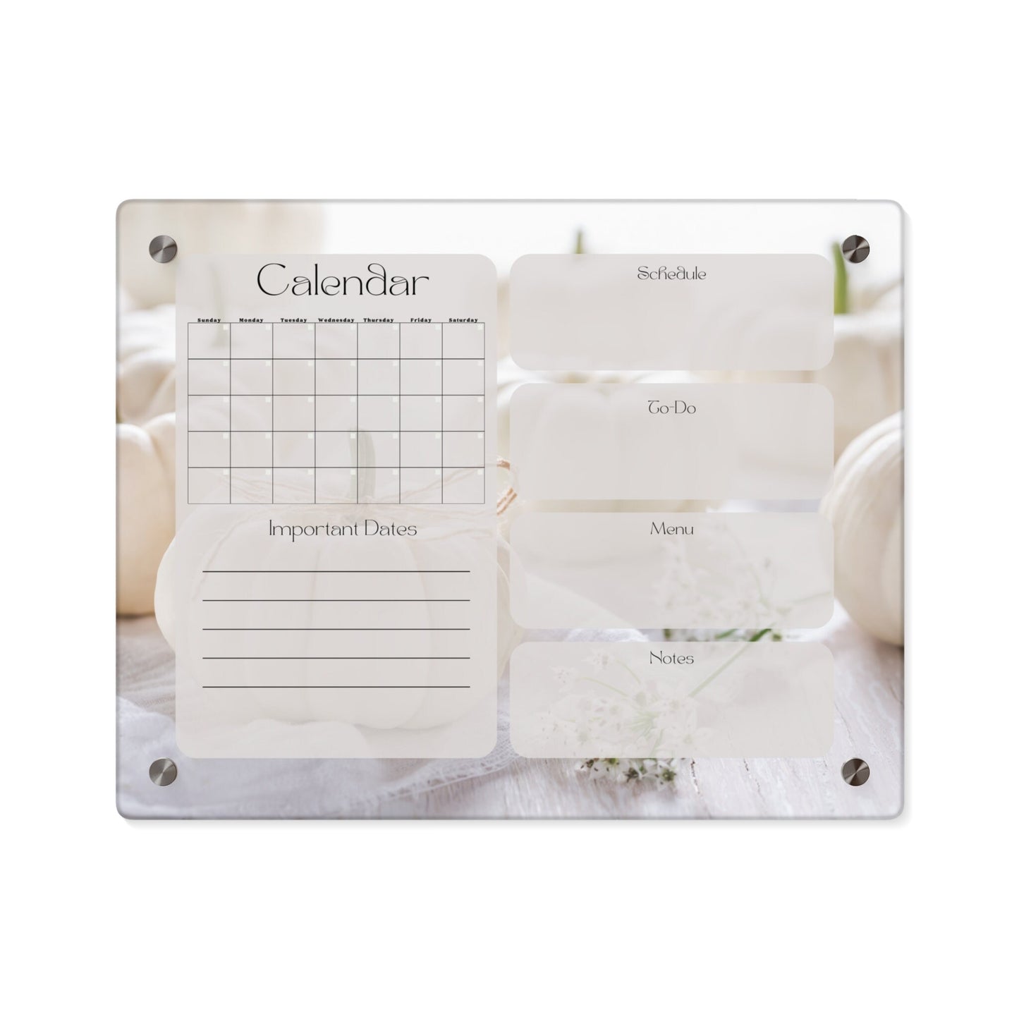 Acrylic Wall Calendar, Acrylic Floral Calendar, Autumn Theme Calendar, Everyday Calendar, Daily To-Do's, Home Life Planner, Dry-Erase Board