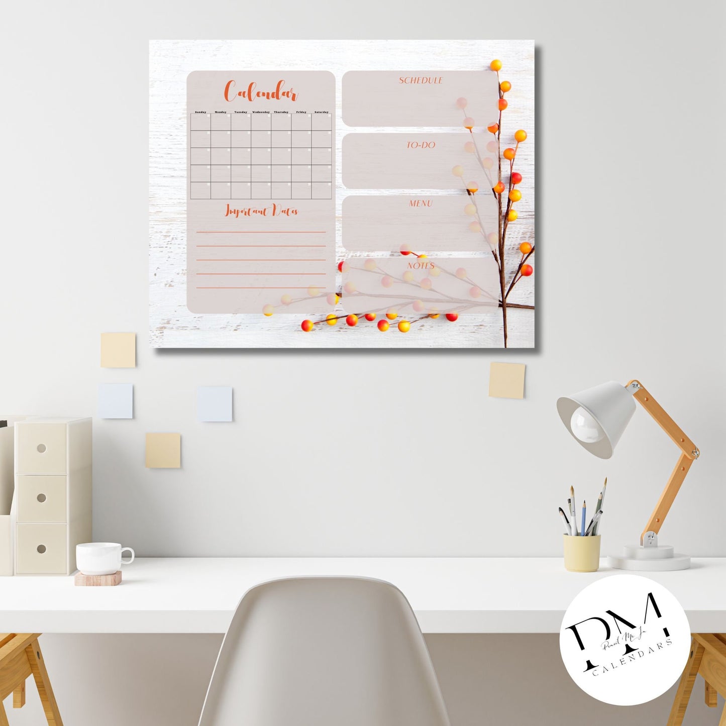 Acrylic Wall Calendar, Acrylic Floral Calendar, Autumn Theme Calendar, Everyday Calendar, Daily To-Dos, Scheduler for Mom, Organization Tool