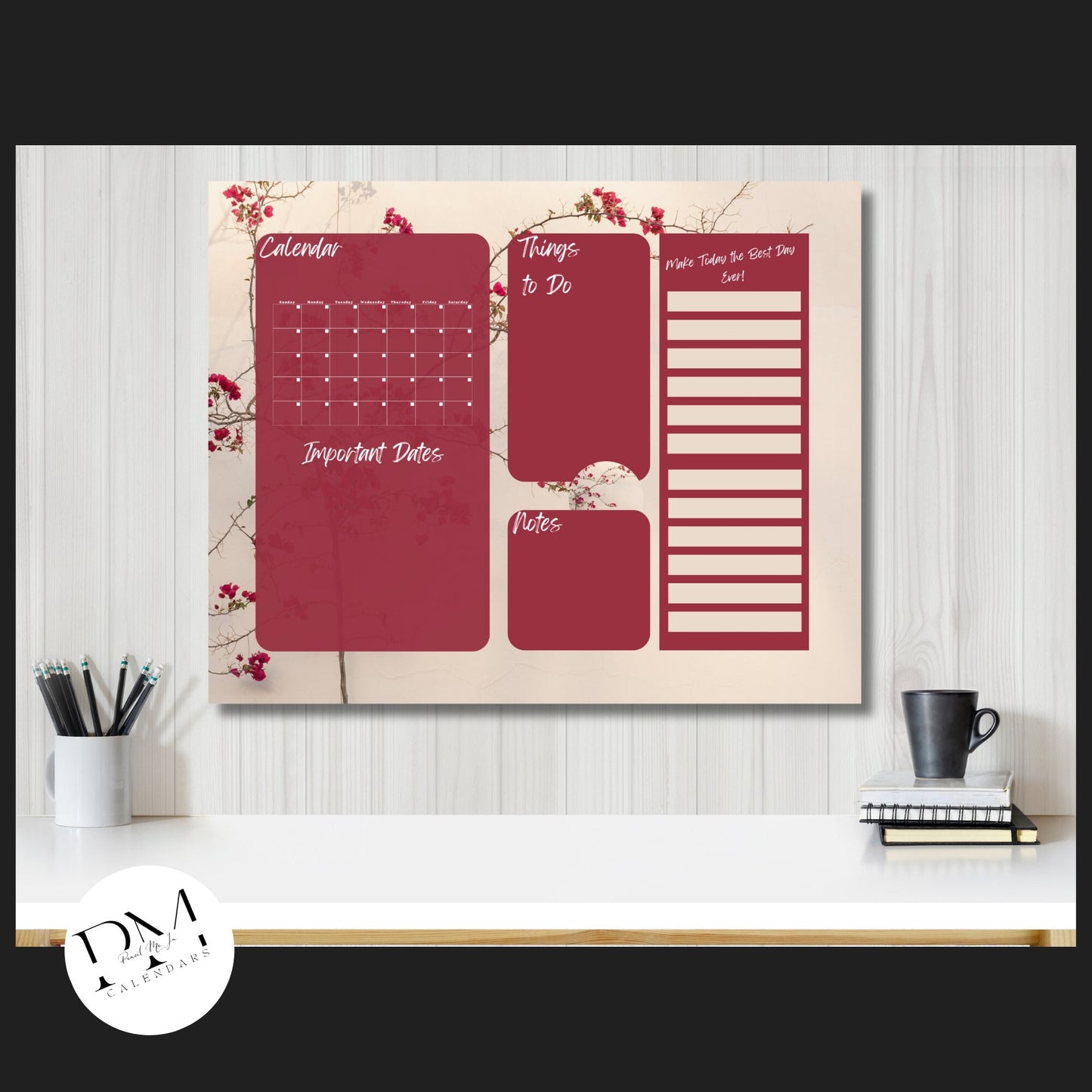 Acrylic Wall Calendar, Acrylic Floral Calendar, Autumn Theme Calendar, Everyday Calendar, Daily To-Do's,