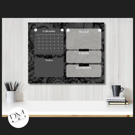 Acrylic Wall Calendar, Wall Calendar, Acrylic Calendar, Everyday Calendar, Daily To-Do's, Black & White Calendar, 2024 Planner, Dry Erase