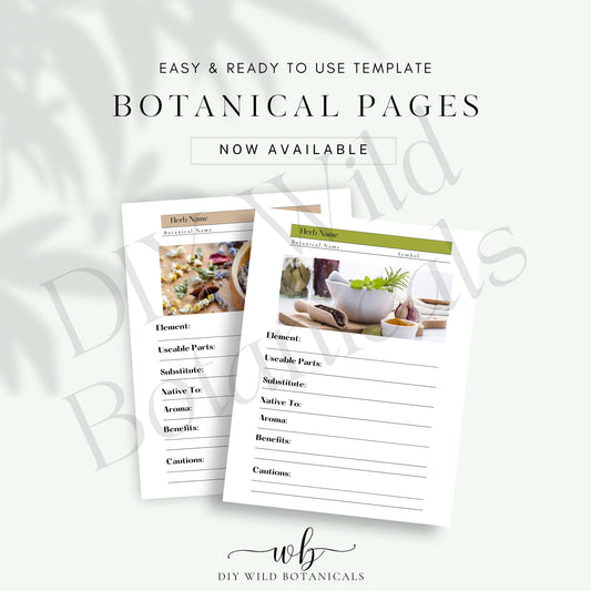 Printable Herb Forms, Herbal Worksheets, Herbal Home Apothecary Planner, Herbalism Printable Journal Organizer, Plant Garden Foraging PDF