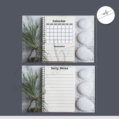 Blank Calendar, Weekly Printable Pages, Printable Calendar Notes, Digitaldownload, DigitalPages, Everyday Calendar, Multiple Sizes Zen Style
