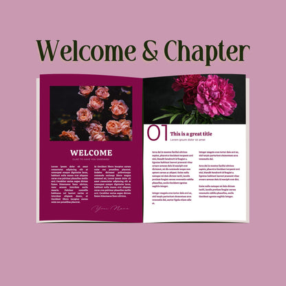 Berry Template, Editable Coaching Workbook Template, Canva Template, Course Guide, Lead Magnet, Luxury Brochure, Floral E-book Design