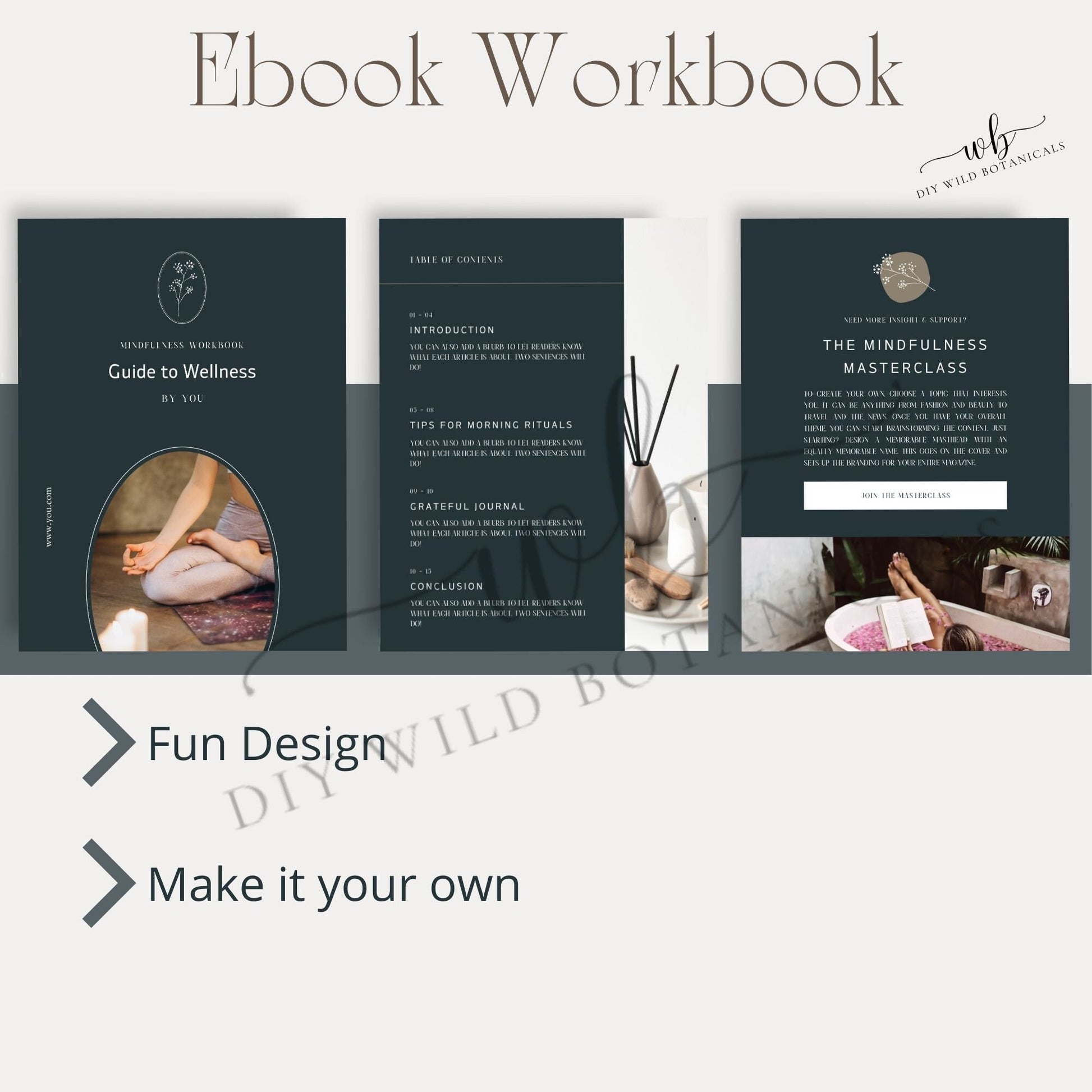 Wellness Ebook Template, Editable Coaching Workbook Template, Canva Template, Course Guide, Lead Magnet, Luxury Brochure, E-book Design