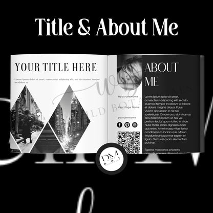 Black & White Ebook Template, Editable Coaching Workbook Template, Canva Template Course Guide Lead Magnet Luxury Brochure