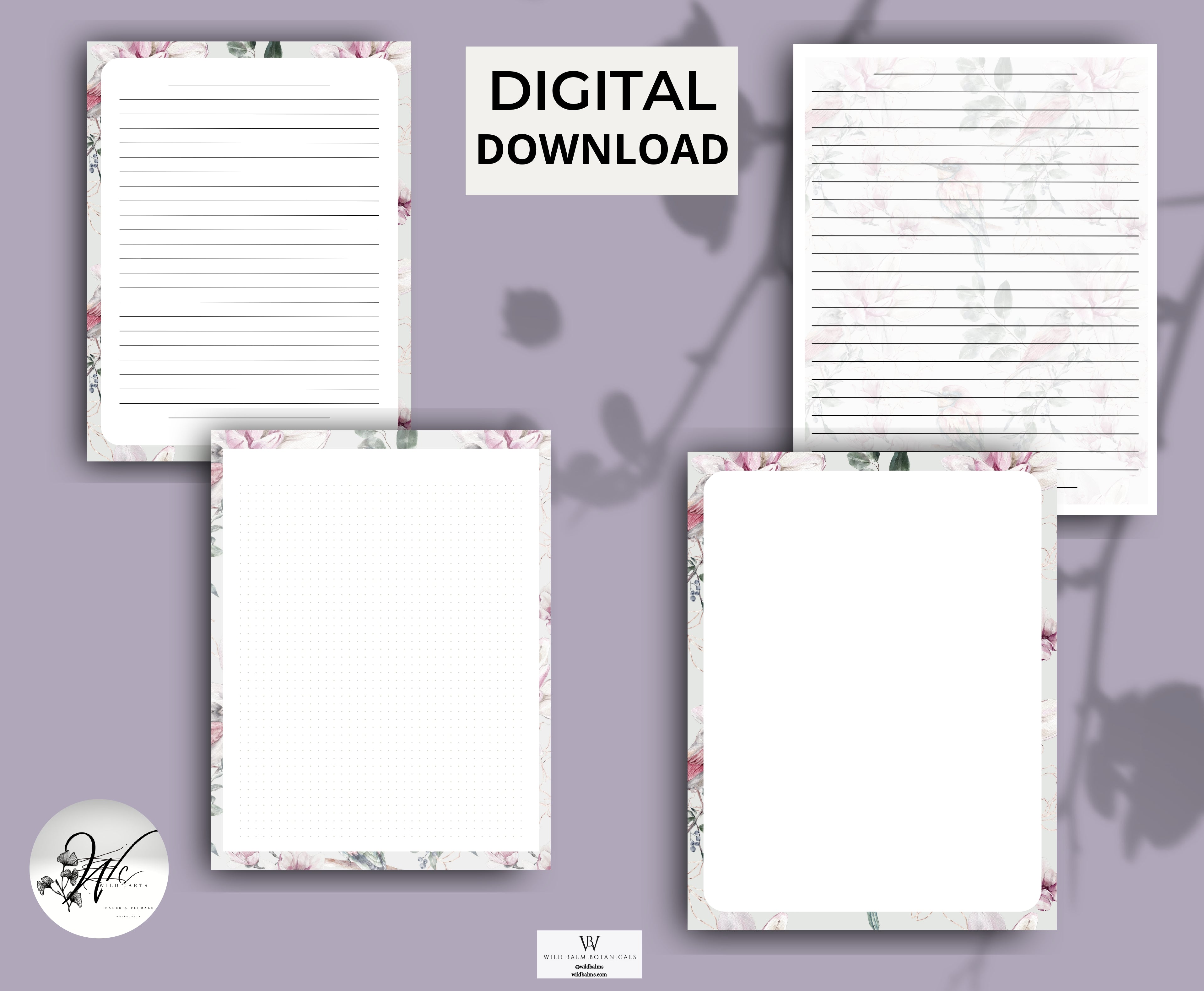 Light Pink Floral Digital Paper: wild (Download Now) 